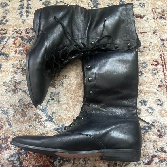 Vintage Connie Lace Up Victorian Leather Boots with Pointed Toe - Picture 5 of 10